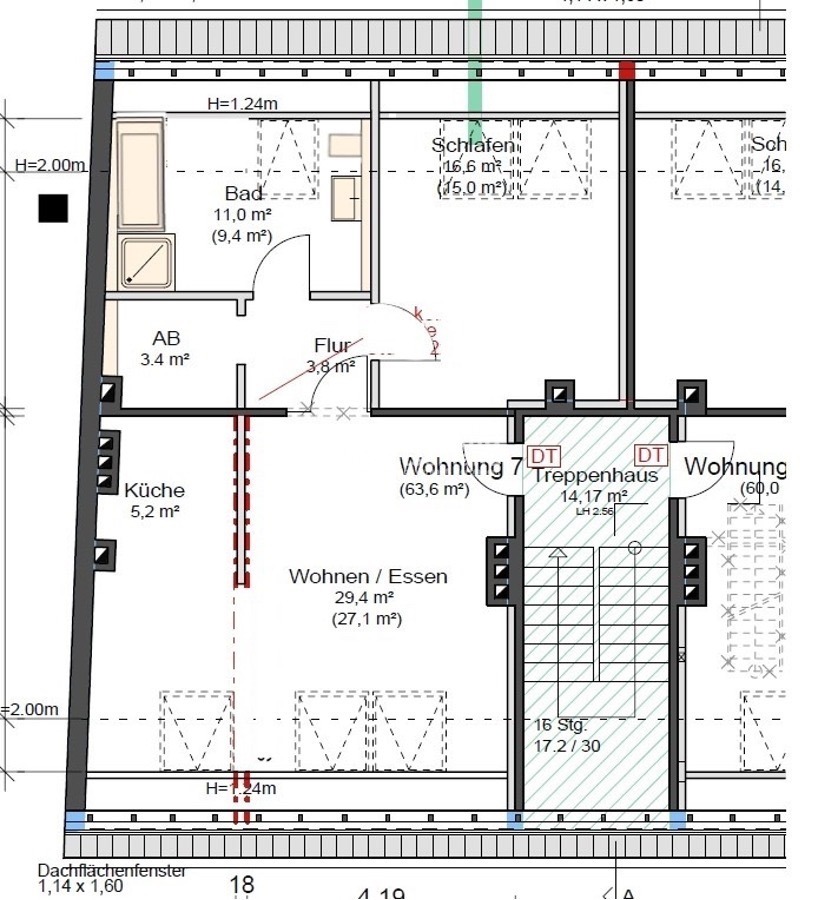 Grundriss Dachgeschosswohnung Dortmund
