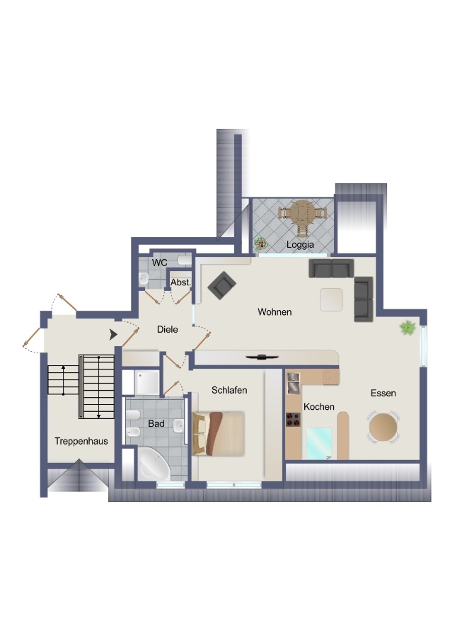 Grundriss Dachgeschosswohnung Dortmund