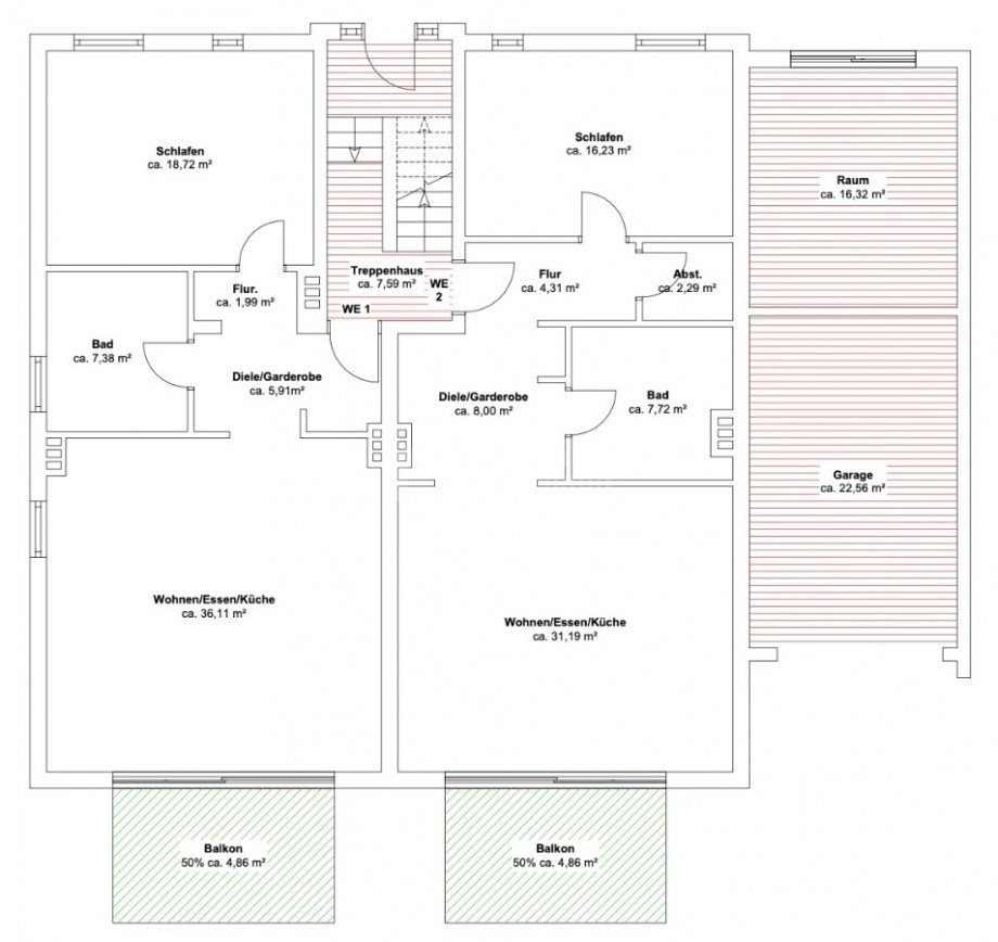Grundriss Erdgeschoss Mehrfamilienhaus Dortmund