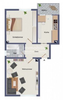 Grundriss Sonnige 2-Zimmer-Wohnung mit Balkon und Einbauk�che ? einfach einziehen