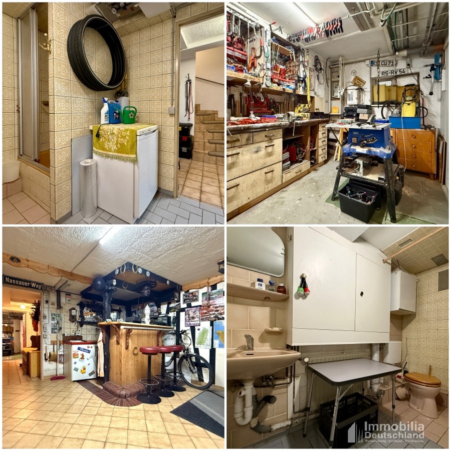 Kellercollage: Badezimmer, Hobbyraum und Werkstatt Reihenmittelhaus Remscheid