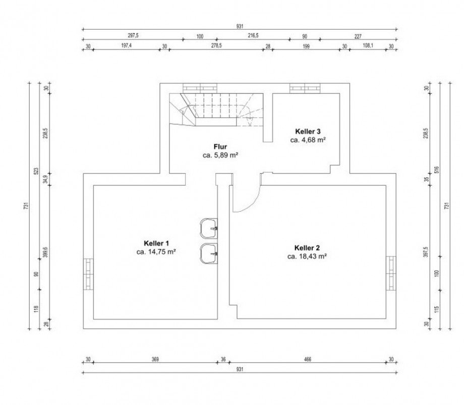 Bema�ter Grundriss KG Doppelhaush�lfte Kamen