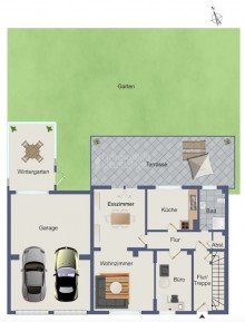 Erdgeschoss Doppelhaush�lfte mit Doppelgarage, Garten und Ausbaupotential in Kamen zu verkaufen
