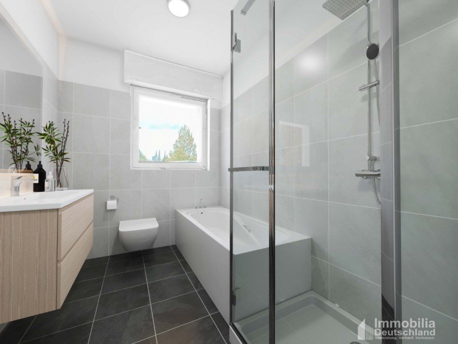 Badezimmer EG, Beispiel nach Renovierung Zweifamilienhaus Dortmund